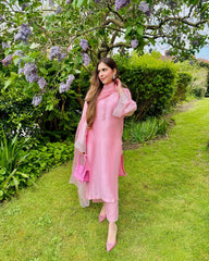 Blushing Elegance: Premium Candy Pink Semi-Formal Dress